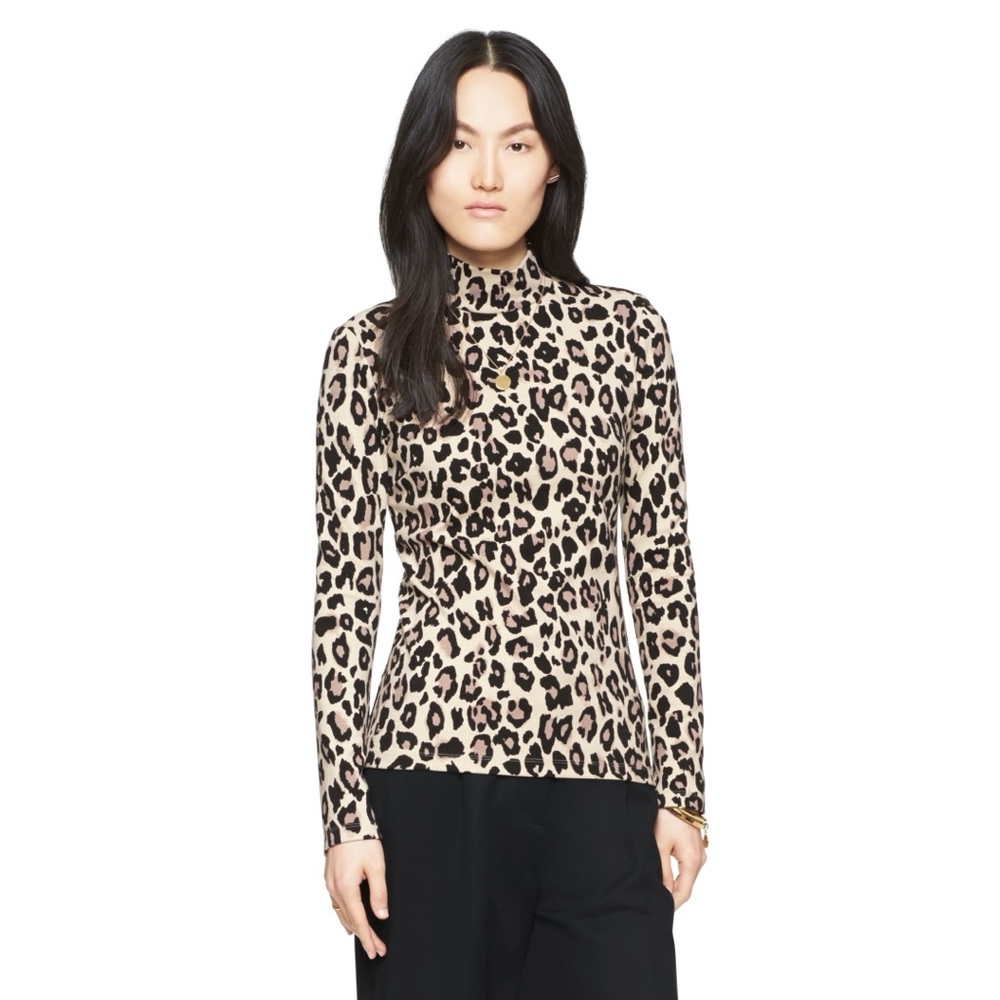 kate spade | cheetah print mock neck ponte top